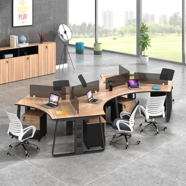 TH2033 – YGZ19 poste de travail ouvert personnalisé mobilier de bureau en bois moderne poste de travail de bureau pour 4 personnes bureau de bureau