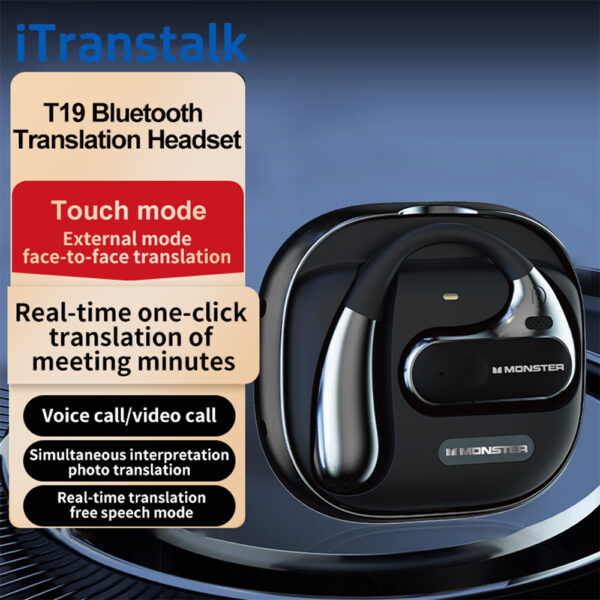EH74 - ITranstalk Multilingue Intelligent AI Voix Casque de traduction sans fil 99% Précision Smart Traduire Écouteurs Traducteurs vocaux