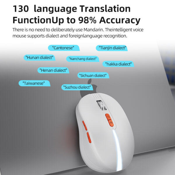 TH1007 – Souris Ai ergonomique sans fil rechargeable et silencieuse pour souris d'ordinateur Bluetooth avec saisie et enregistrement vocal Interface USB utilisée