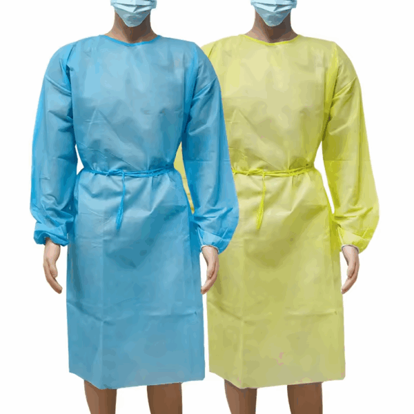 EH33 - PP Yellow Isolation Gown Body Protection Visitor Gown Disposable Hospital Isolation Gowns with Elastic Cuff