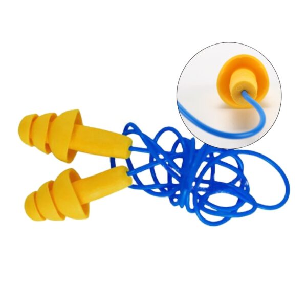 S652 - Bouchons d'oreille en silicone avec cordon en silicone pour la réduction du bruit, imperméable et écologique, en forme d'arbre de Noël, vente en gros, Bouchons d'oreille avec ficelle en tissu