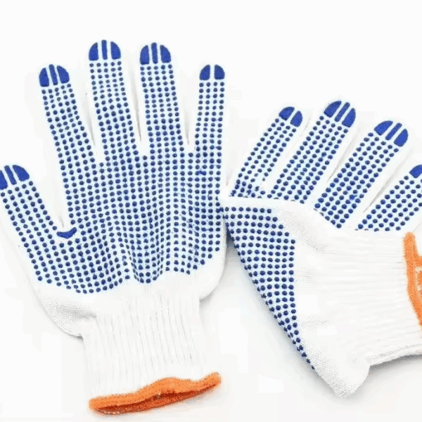 S588 - Gants de travail antidérapants à pois en PVC Gants de sécurité tricotés en coton à usage général Doublure en nylon Résistant aux coupures Utilisation dans la construction